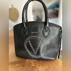 Valentino black leather studded mini tote